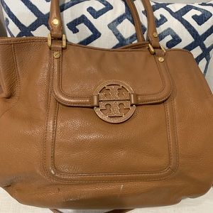 Tan Leather Tory Burch Tote with strap